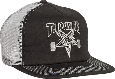 Thrasher Mesh Sk8 Goat Trucker Hat Black Silver