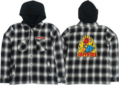 Spitfire Demonseed Black & White Hooded Flannel Shirt