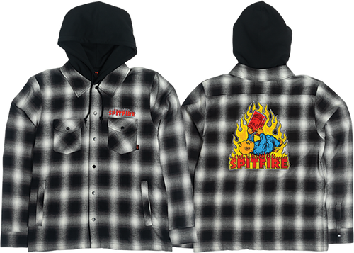 Spitfire Demonseed Black & White Hooded Flannel Shirt