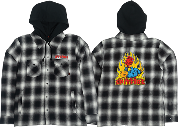 Spitfire Demonseed Black & White Hooded Flannel Shirt