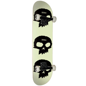 Zero Skateboard Complete 3 Skulls Glow in The Dark 8.0" x 32.25"