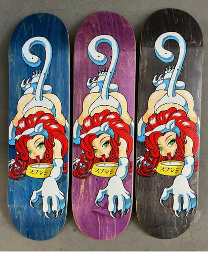 Hook Ups Skateboards Milky Cat Purple Stain Deck 8.25 X 32.25