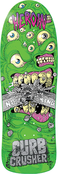 Heroin Skateboards Curb Crusher Chomp Green Dip Deck 10.25 x 32 x 14.75  Razor Edge