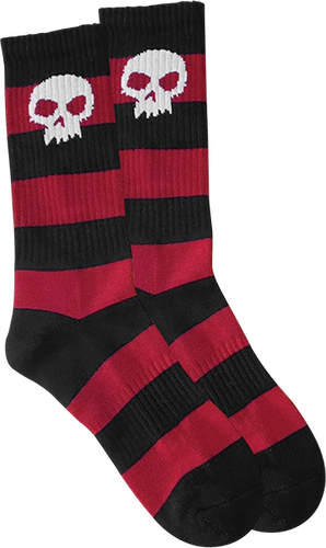 Zero Skateboards Socks Single Skull Stripe Black/Red OSFA