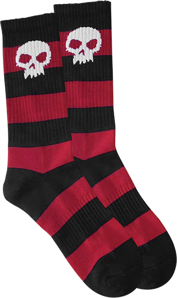 Zero Skateboards Socks Single Skull Stripe Black/Red OSFA