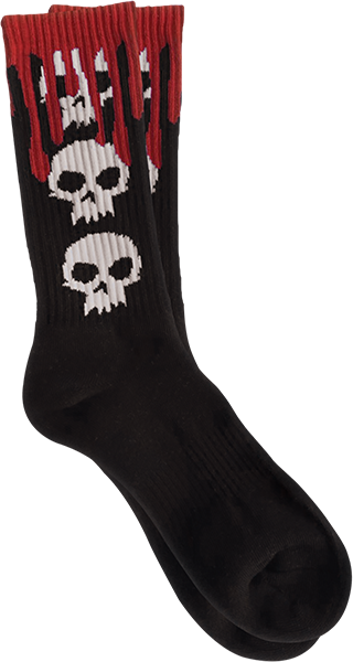 Zero Skateboards Socks 3 Skull Blood Black/Red/White OSFA