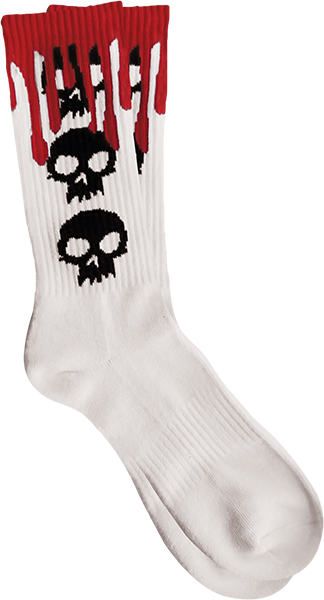 Zero Skateboards Socks 3 Skull White/Black/Red OSFA