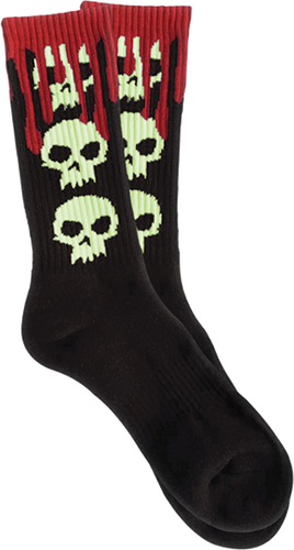 Zero Skateboards Socks 3 Skull Blood Black/Glow in the Dark OSFA