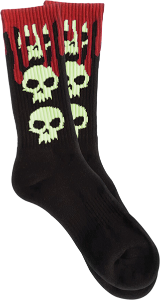 Zero Skateboards Socks 3 Skull Blood Black/Glow in the Dark OSFA