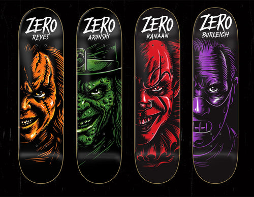 Zero Skateboards Fright Night II Full Set BURLEIGH, DERN, ARUNSKI, REYES