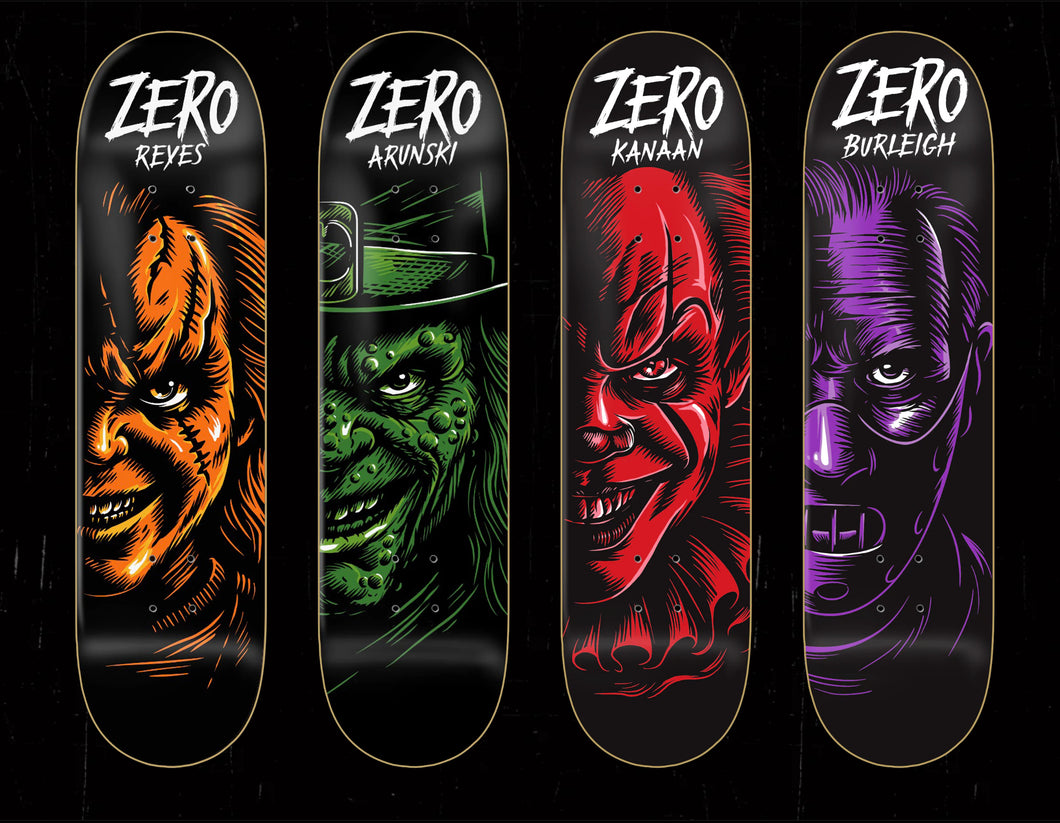 Zero Skateboards Fright Night II Full Set BURLEIGH, DERN, ARUNSKI, REYES