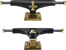 Load image into Gallery viewer, Thunder Skateboard Trucks Tyshawn Endgame Black/Gold 149 5.75&quot; Hanger 8.5&quot; Axle (Set of 2)