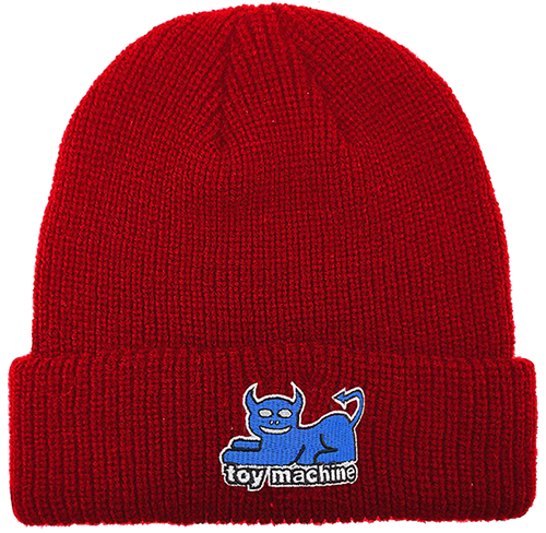 Toy Machine Skateboards Devil Cat Dock Red Beanie Hat OSFA