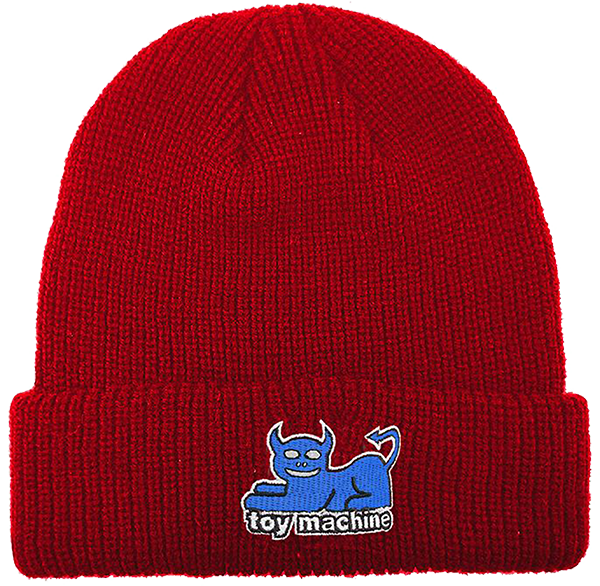 Toy Machine Skateboards Devil Cat Dock Red Beanie Hat OSFA
