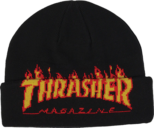 Thrasher Magazine Flame Fold Beanie Black OSFA