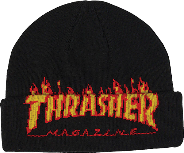 Thrasher Magazine Flame Fold Beanie Black OSFA