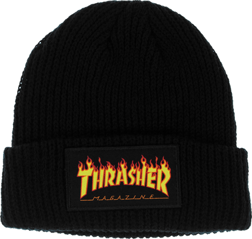 Thrasher Classic Flame Patch Black Beanie