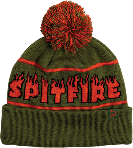 Spitfire Wheels Beanie Demonseed Pom Olive OSFA