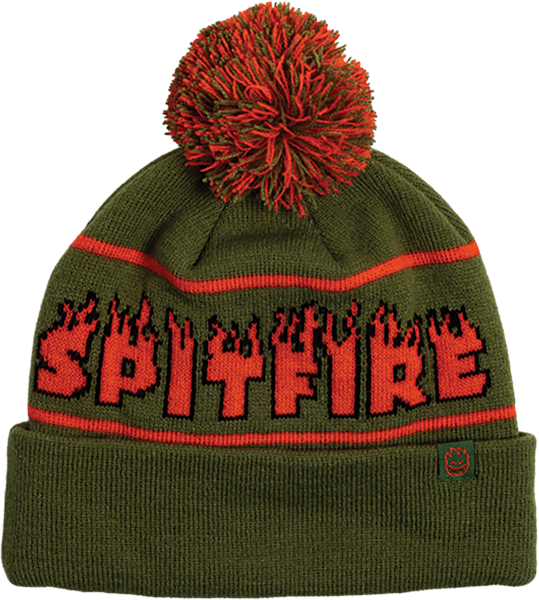 Spitfire Wheels Beanie Demonseed Pom Olive OSFA