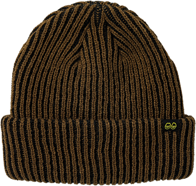 Krooked Skateboards Beanie Eyes Clip Cuff Brown/Black/Yellow OSFA