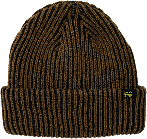 Krooked Skateboards Beanie Eyes Clip Cuff Brown/Black/Yellow OSFA