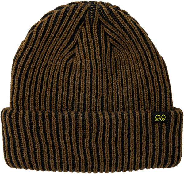 Krooked Skateboards Beanie Eyes Clip Cuff Brown/Black/Yellow OSFA