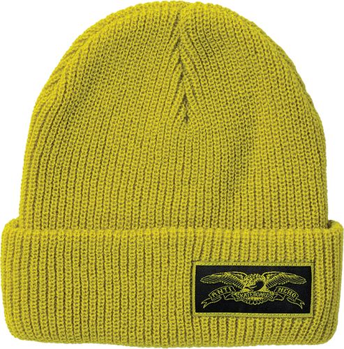 Anti Hero Skateboards Beanie Stock Eagle Label Cuff Yellow/Black OSFA