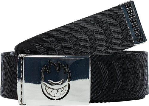 Spitfire Big Head Cut Out Jacquard Swirl Web Belt - Black