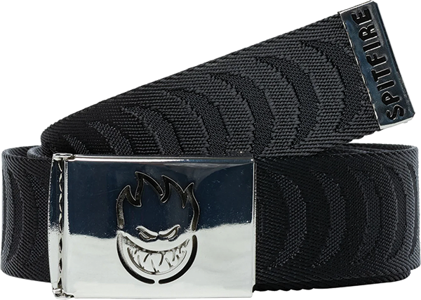 Spitfire Big Head Cut Out Jacquard Swirl Web Belt - Black