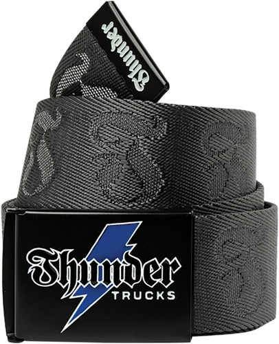 Thunder Bolt Script Jacquard Web Belt Grey/Black/Blue