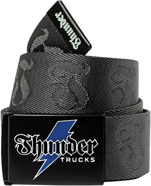 Thunder Bolt Script Jacquard Web Belt Grey/Black/Blue