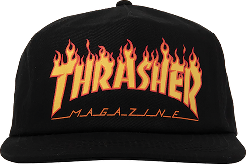 Thrasher Printed Flame Snapback Hat Black