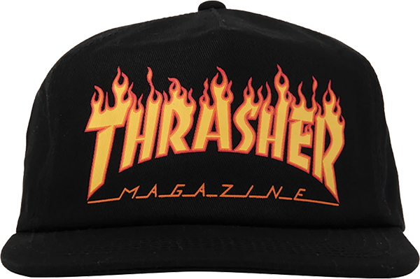 Thrasher Printed Flame Snapback Hat Black