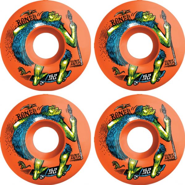 Bones Wheels 100's OG V4 Neonderthal Orange Skateboard Wheels - 52mm 100a (Set of 4)