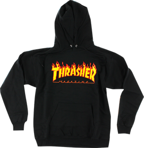 Thrasher Magazine Hoodie Flame Logo Pullover Black